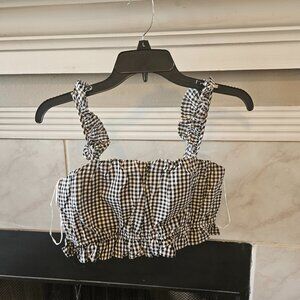 NWOT Black and White Gingham Crop Top